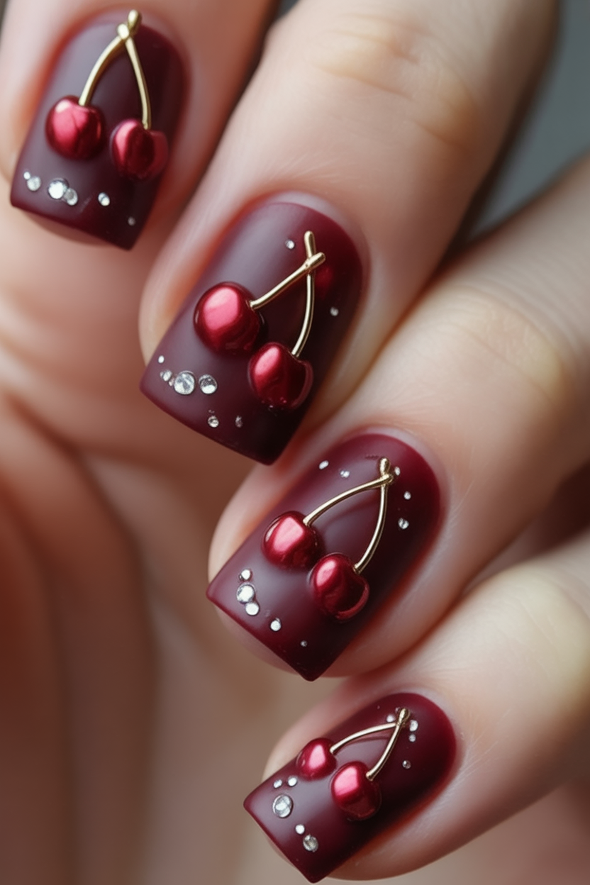 22 Dark Cherry Red Nail Ideas 2025 with Glossy Designs Almond Shapes and Cute Square Art Looks